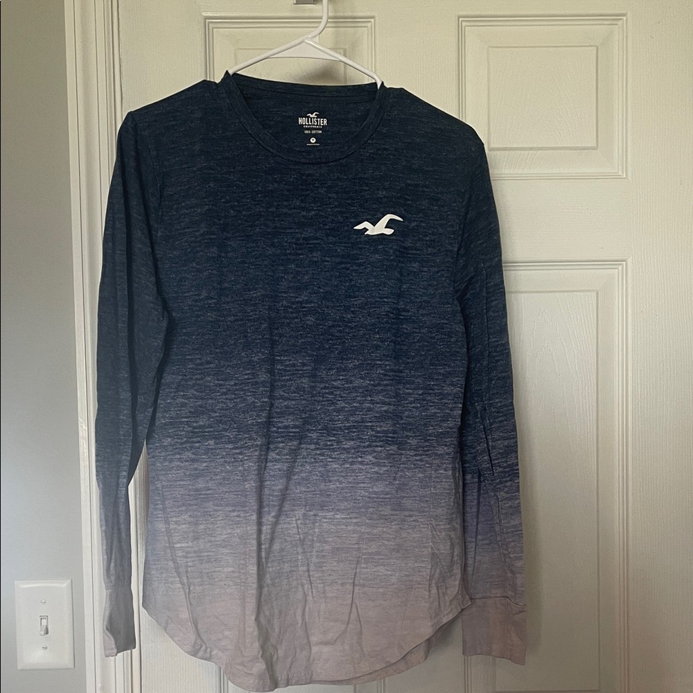 Hollister Navy and Light Gray Ombre Shirt
